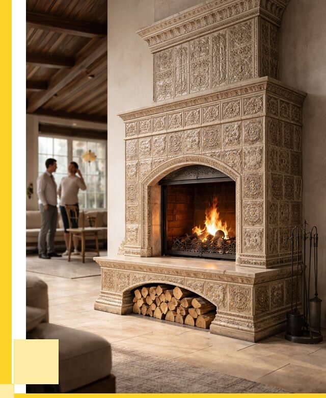 Купить изразцовый камин в Красноярске от 254000 р. | ЭриданКрс