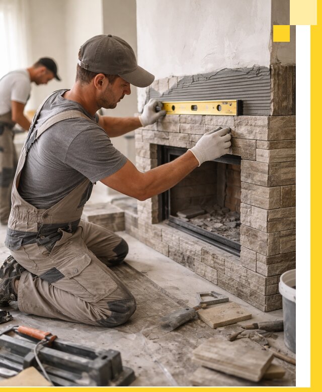 Облицовка каминов в Красноярске, монтаж и отделка натуральным камнем