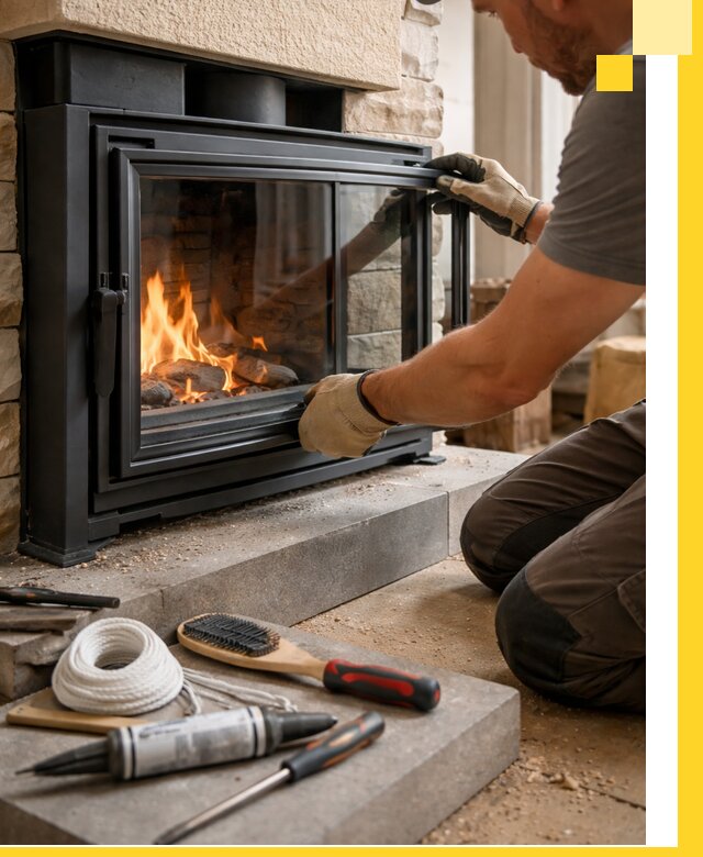 Производство, монтаж и доставка каминов со стеклом в Красноярске