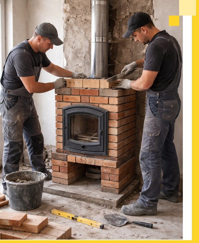 Монтаж печи камина под ключ в Красноярске с гарантией и пусконаладкой