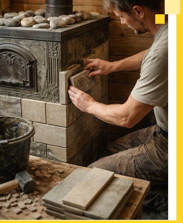 Облицовка банных печей в Красноярске профессиональная отделка