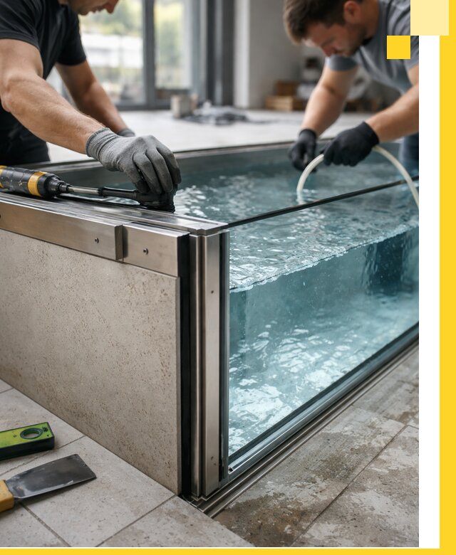 Проектирование и монтаж стеклянных бассейнов в Красноярске