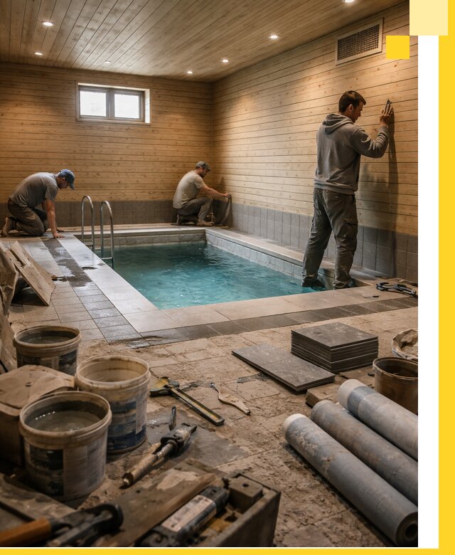 Строительство бани с бассейном и сауной под ключ в Красноярске