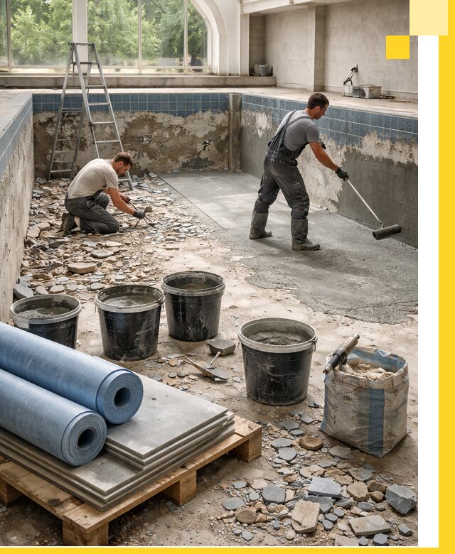 Реконструкция бассейнов в Красноярске: ремонт, гидроизоляция