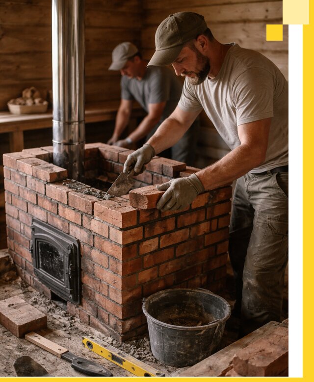 Кирпичные печи для бани под ключ в Красноярске, проект и монтаж