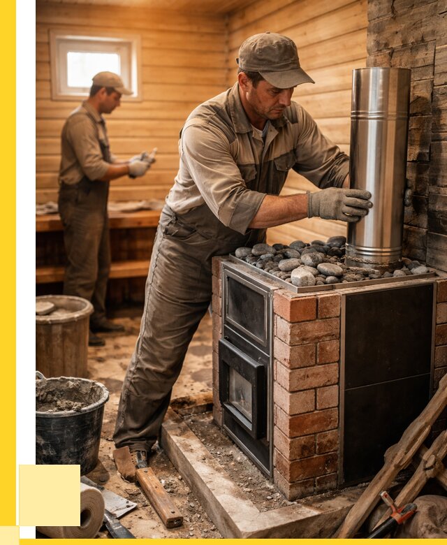 Монтаж печи в бане под ключ в Красноярске от 20320 р. | ЭриданКрс