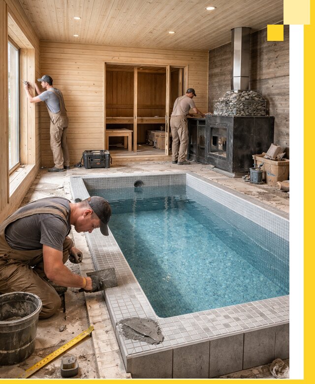 Проект бани с бассейном и сауной в Красноярске под ключ