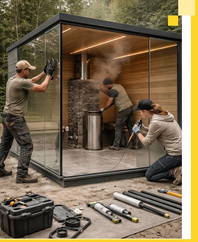 Проектирование и строительство стеклянных бань в Красноярске