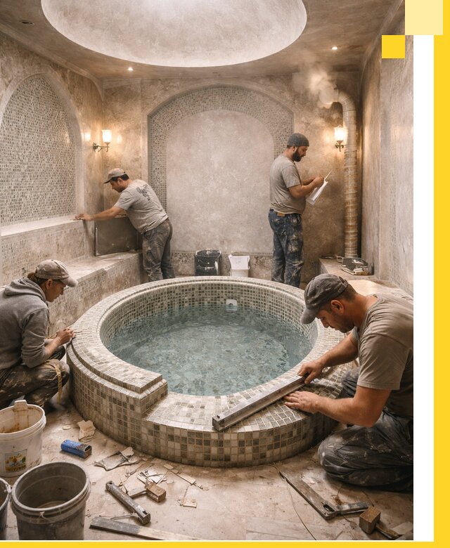 Профессиональное строительство хамама с бассейном в Красноярске под ключ