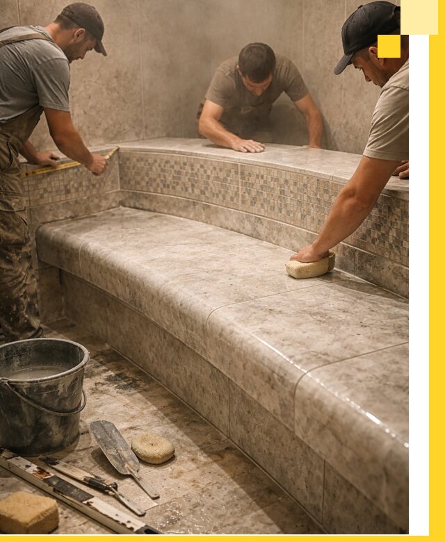 Изготовление и установка сидений для хамама в Красноярске