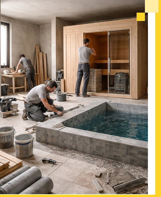 SPA зоны под ключ с бассейном сауной и печью в Красноярске